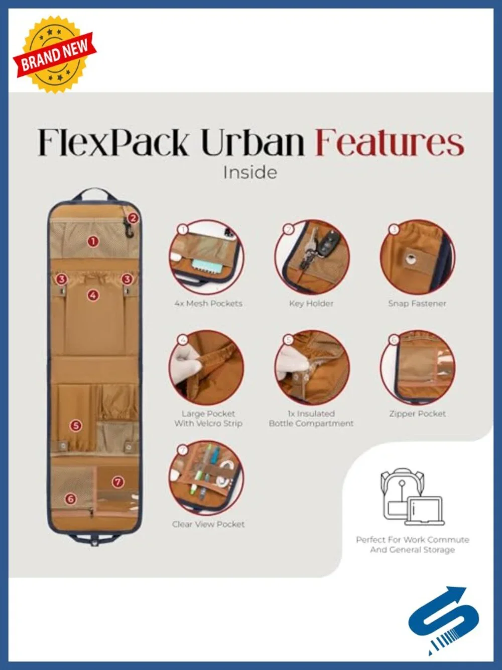 Foldable Vertical Backpack Organizer Insert with 12 Pockets, Waterproof &